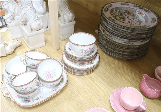 A Coalport Pembroke pattern part tea service and a Copeland Spode Indian Tree pattern part dinner service